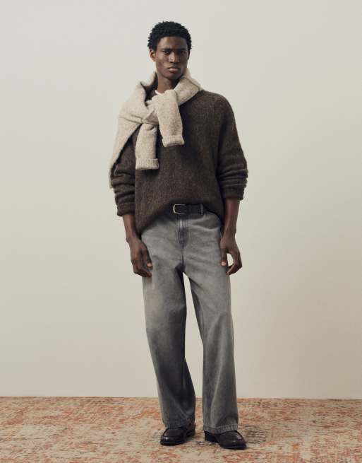 A.Collective mohair striktrøje med rund hals og broderi i brun, 3 af 9