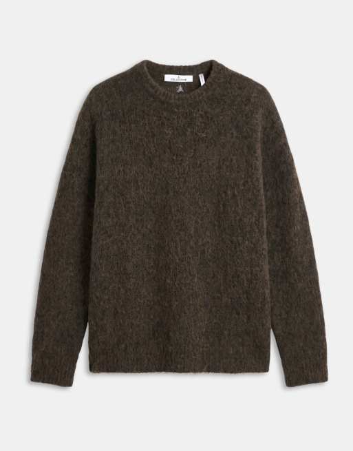 A.Collective mohair striktrøje med rund hals og broderi i brun, 6 af 9