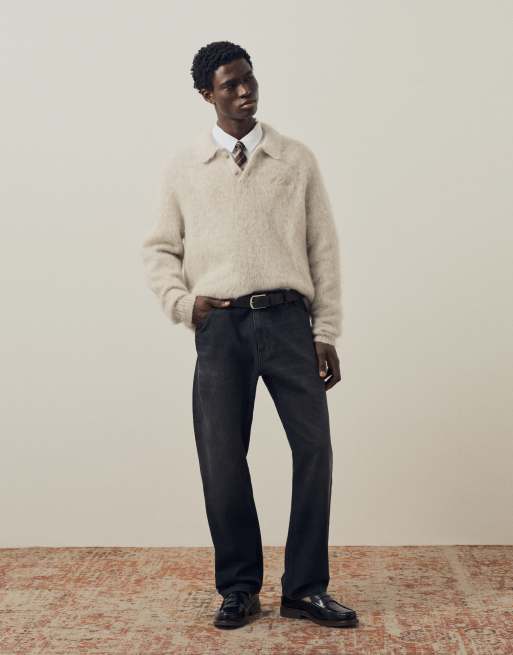 A.Collective Mohair-Woll-Pullover mit Polokragen in Grau, 3 von 9