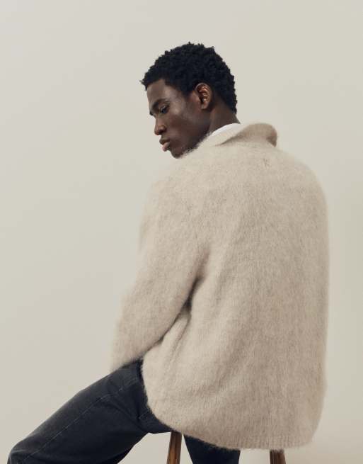 A.Collective Mohair-Woll-Pullover mit Polokragen in Grau, 4 von 9