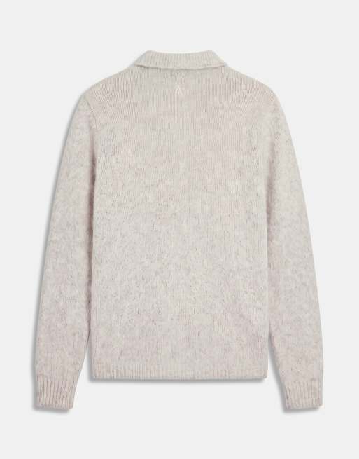 A.Collective mohair wool polo jumper in beige, 7 of 9