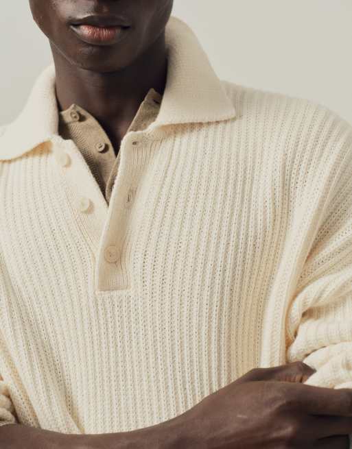 A.Collective - Polo in maglia beige, 3 di 9
