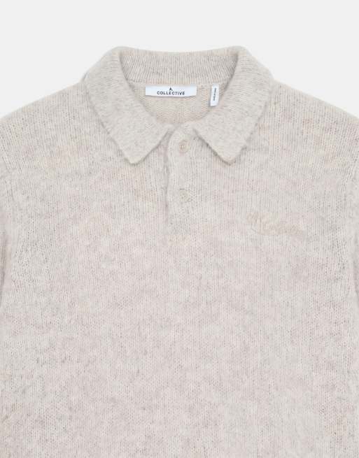 A.Collective pull polo en laine mohair gris, 8 de 9