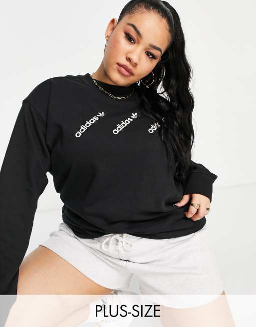 addias Originals Plus 'Logomania' triple logo sweat in black