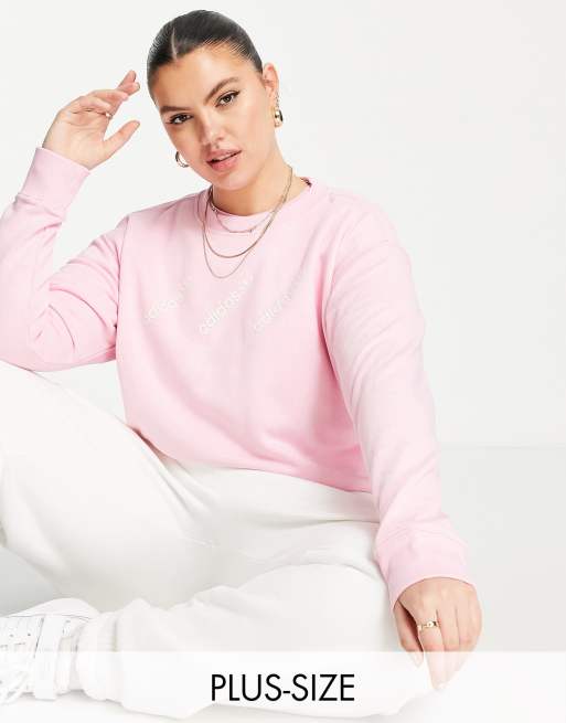 addias Originals Plus 'Logomania' triple logo sweat in pink