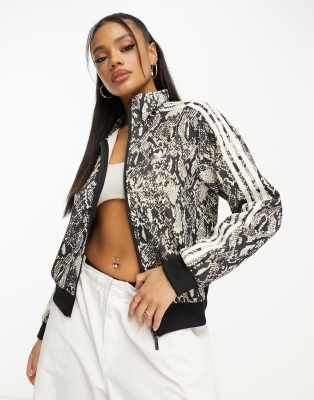 addias Originals three stripe track jacket in snake print