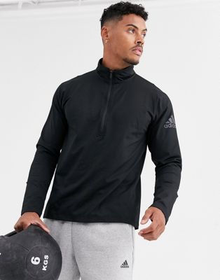adidas 1/4 zip sweatshirt in black | ASOS