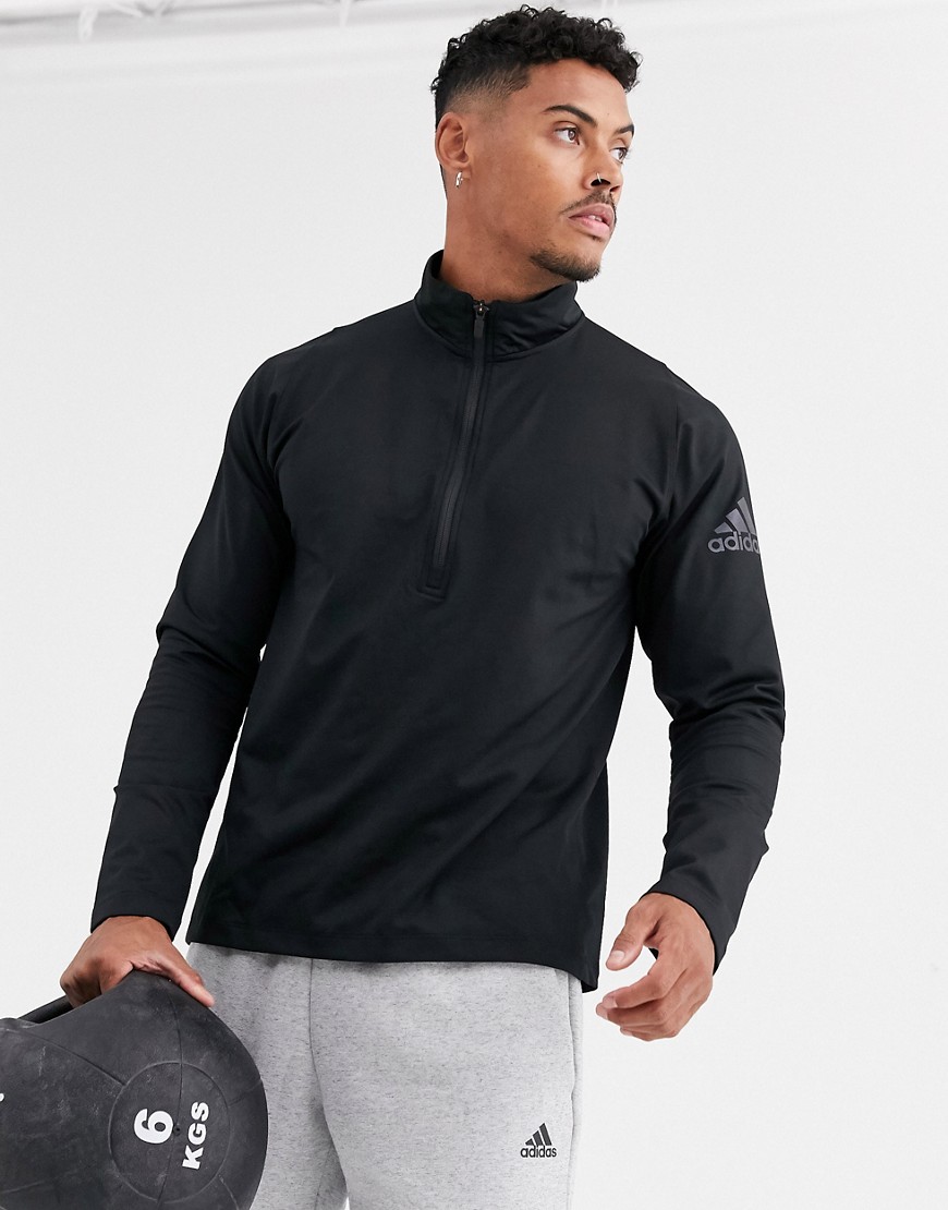 Adidas 1/4 zip sweatshirt in black