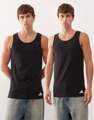 adidas Adidas 2 pack active core cotton vests in black