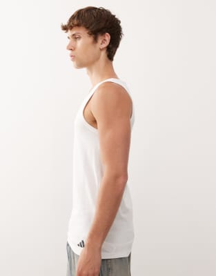 adidas Adidas 2 pack active core cotton vests in white