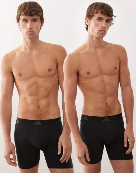 adidas 2 pack active flex cotton boxer briefs in black - view 1