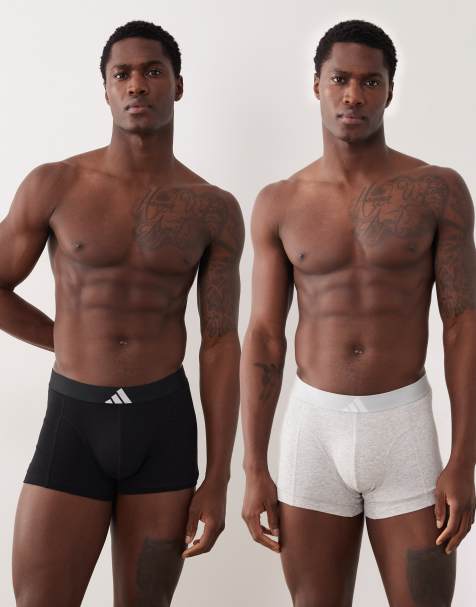 adidas 2-pack Active Flex cotton trunks in gray and black - view 1