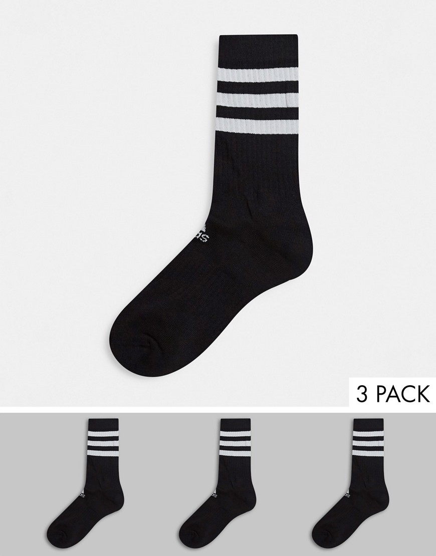 Adidas 3 pack 3-stripe ankle socks in black