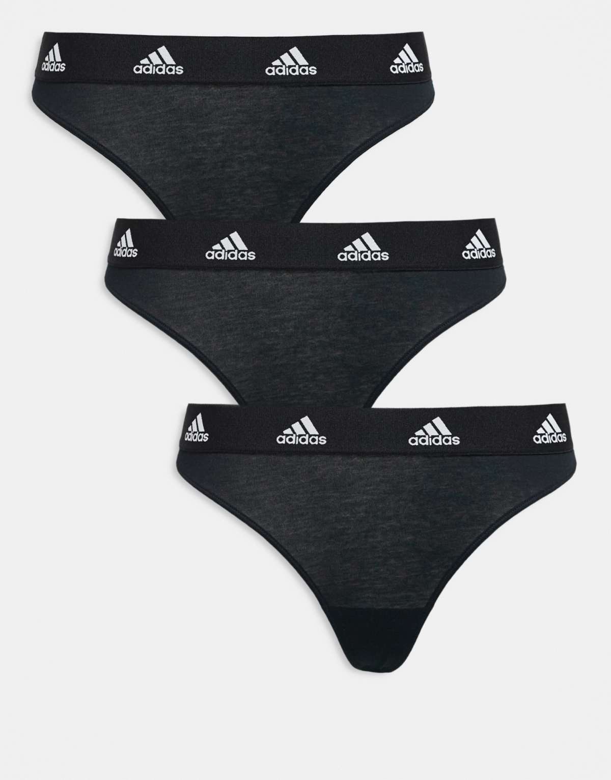 Adidas 3 pack active comfort cotton thongs in black
