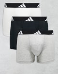 [adidas] adidas 3 pack active flex cotton trunks in black, grey and white-Multi M MULTI