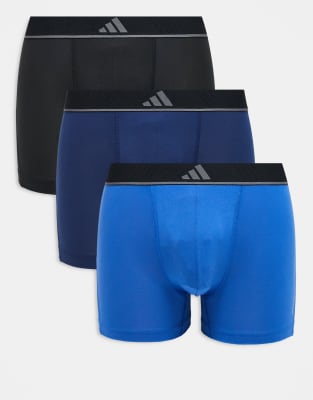 adidas Adidas 3 pack active micro flex trunks in black navy and blue-Multi