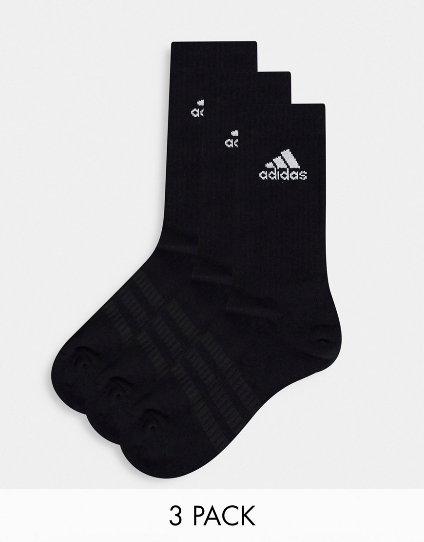 Adidas 3 pack crew socks in black