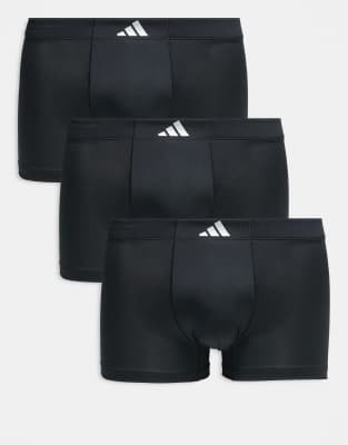 Adidas 3 pack of active micro tech trunks in black with tonal logo | ASOS