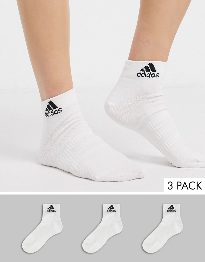 Adidas – 3-pack vita träningsstrumpor i ankelmodell