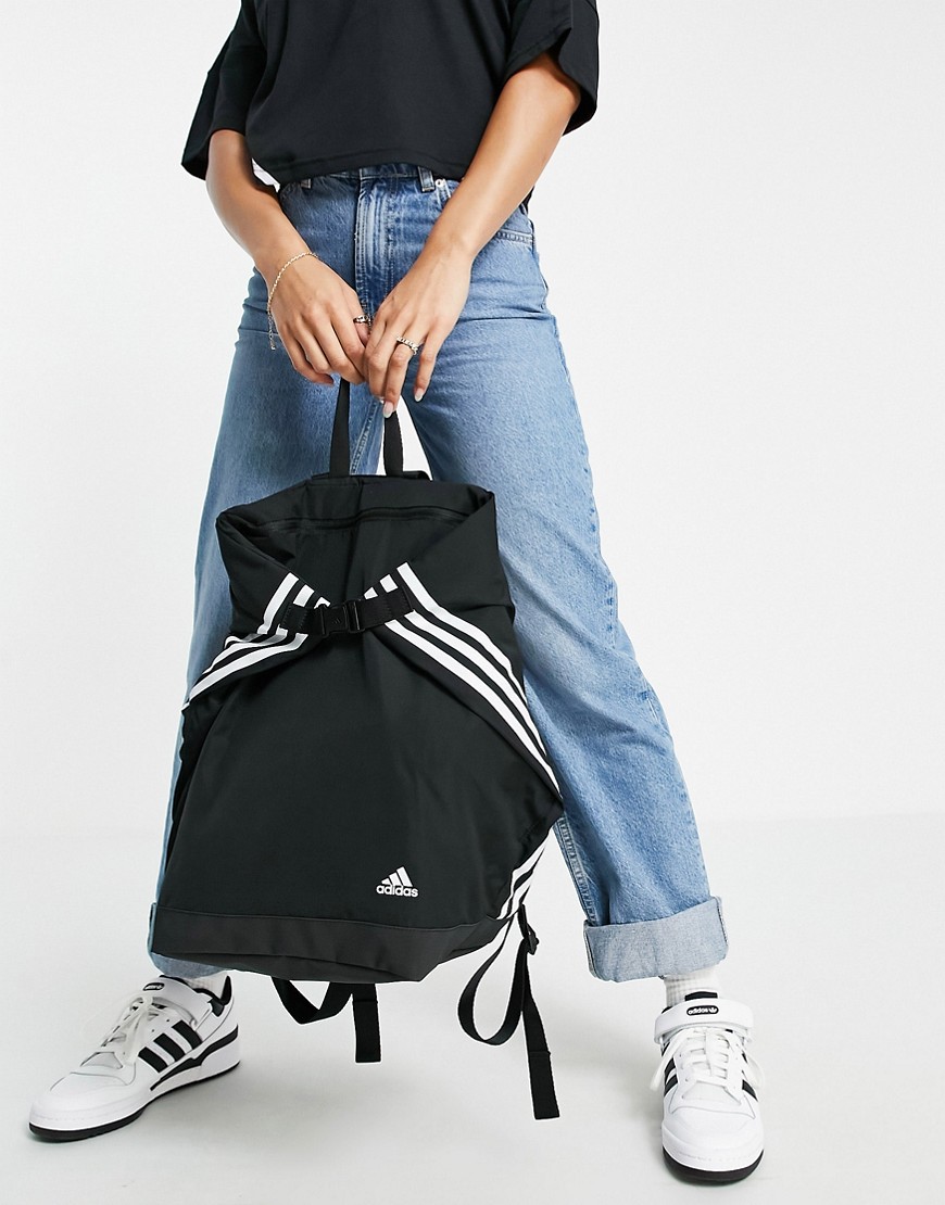 Adidas 3 stripe backpack in black