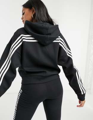 adidas black and white striped hoodie