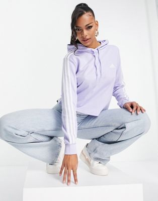 adidas 3-stripe hoodie in violet
