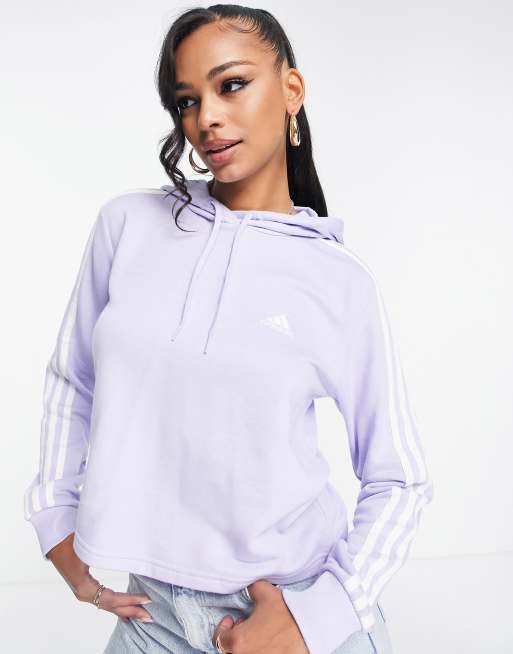 adidas 3 stripe hoodie in violet ASOS