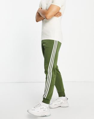 adidas 3 stripe joggers in khaki | ASOS