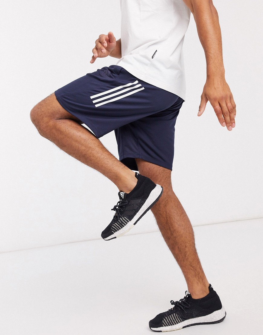 adidas 3 stripe shorts in blue