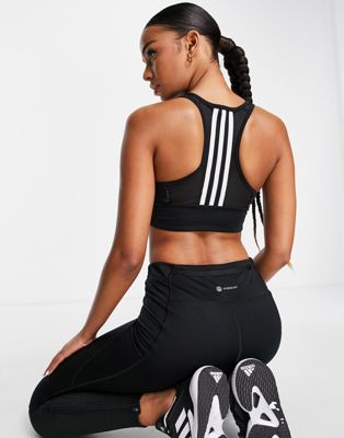 adidas 3-stripe sports bra in black