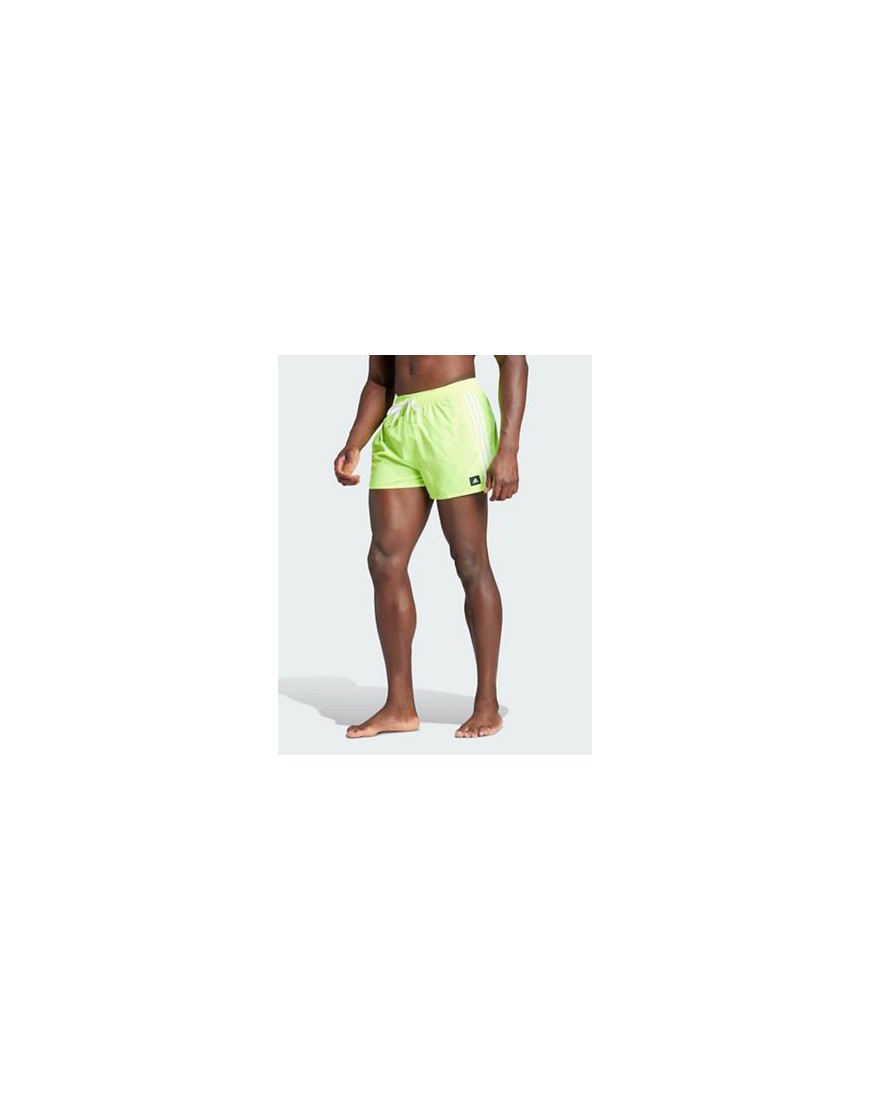 adidas 3-stripes CLX short-length swim shorts in green