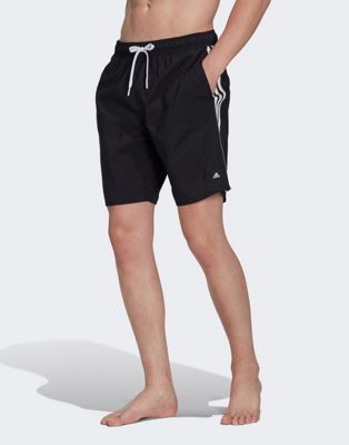 adidas 3-stripes CLX swim shorts in black