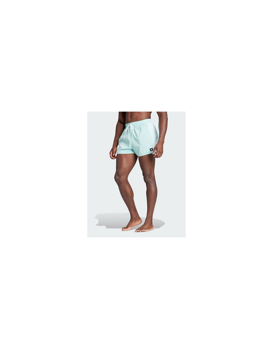 adidas 3-stripes CLX Very-short-length swim shorts in turquoise-Blue