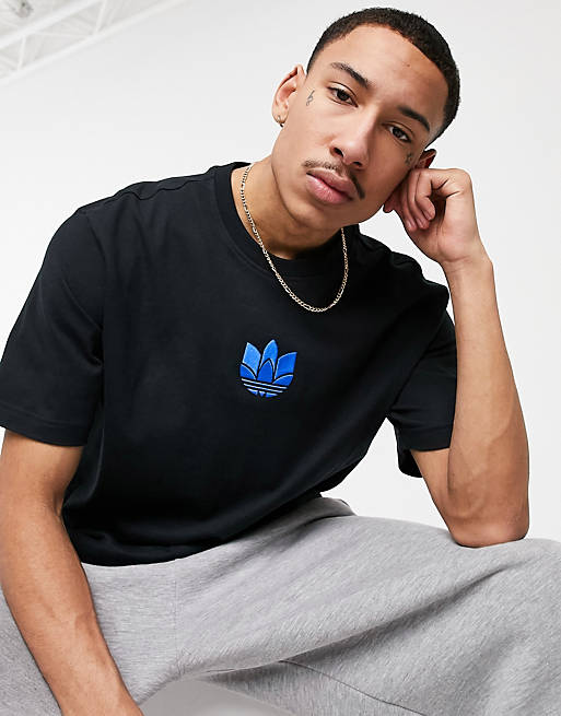 Dictation culture whiskey adidas 3D Trefoil graphic T-Shirt in black | ASOS