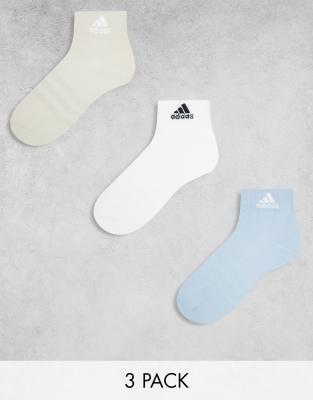 adidas - 3er-Pack Crew-Socken in Weiß, Blau und Steinbeige-Bunt