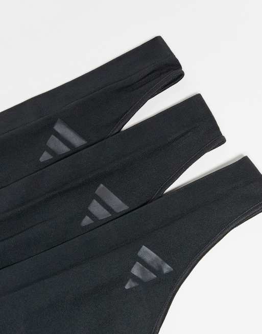 adidas – 3er-Pack nahtlose Tangas in Schwarz, 2 von 3