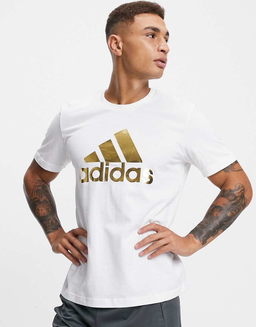 adidas 8-Bit graphic foil t-shirt in white