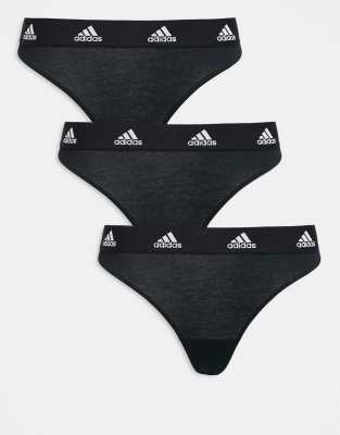 adidas - Active Comfort Cotton - 3er-Pack String-Tangas in Schwarz
