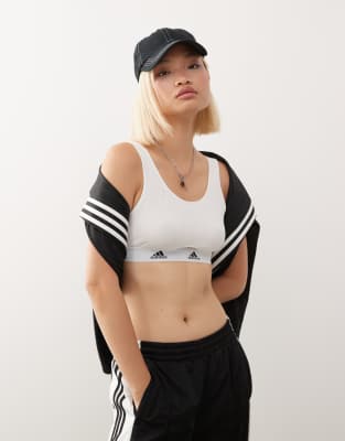 Adidas Originals Active Comfort Cotton Cropped Top In White