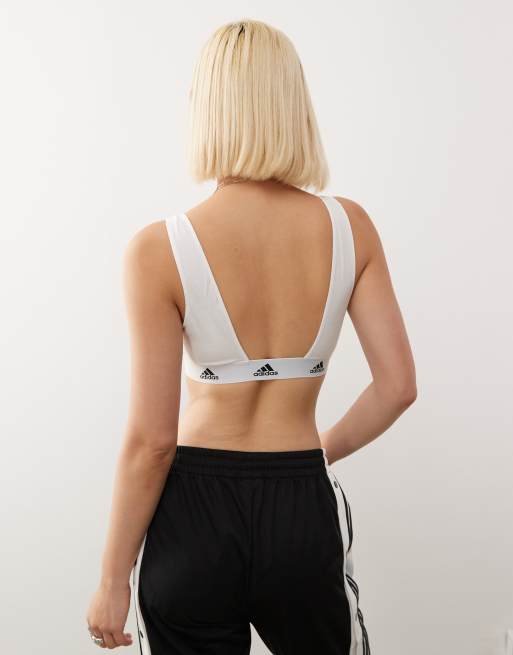 adidas active comfort cotton cropped top in white, 4 of 4