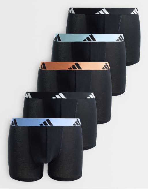 adidas Active flex 5 pack briefs with colored waistbands in black