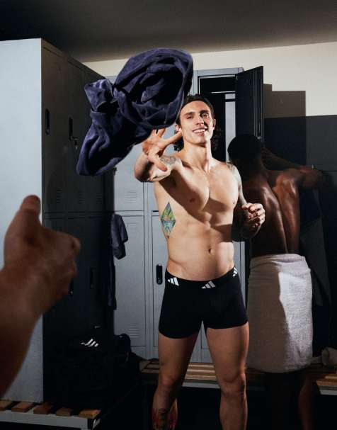 adidas - Active Flex - Confezione da 3 boxer aderenti sportivi in cotone neri - view 1