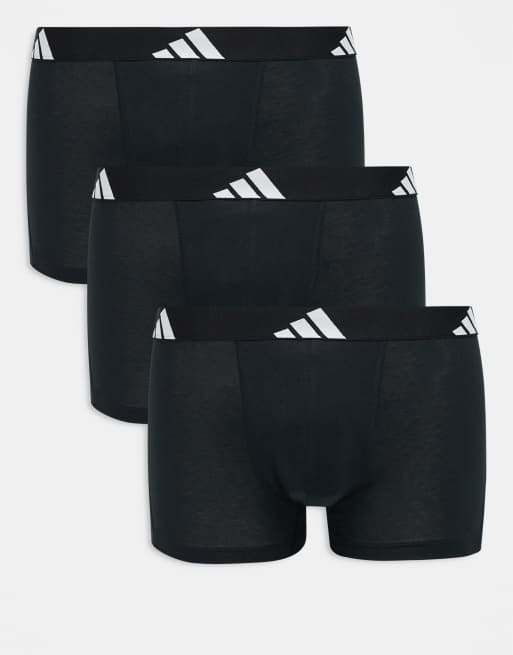 adidas - Active Flex - Confezione da 3 boxer aderenti sportivi in cotone neri, 2 di 3