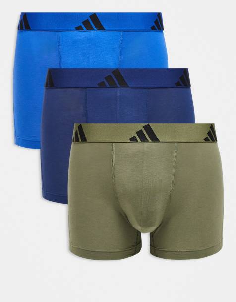 adidas - Active Flex - Pakke med 3 par boksershorts i marineblåt/kakigrønt/blåt bomuld - view 1