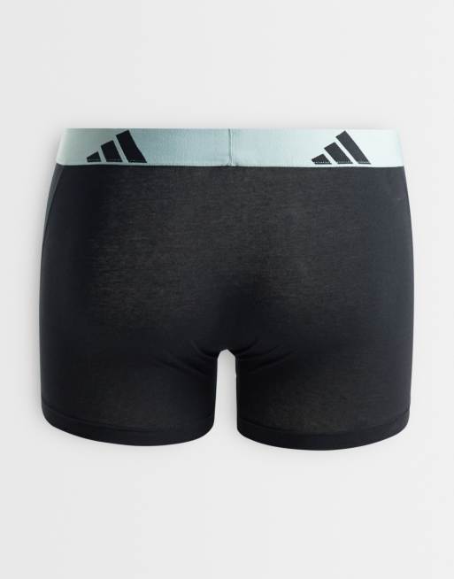 adidas - Active Flex - Set van 5 boxershorts met gekleurde taillebanden in zwart, 2 van 3