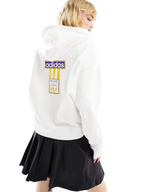 Adidas white best sale and gold hoodie