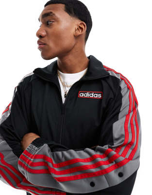 adidas Adicolor Adibreak Giacca della tuta nera e rossa ASOS