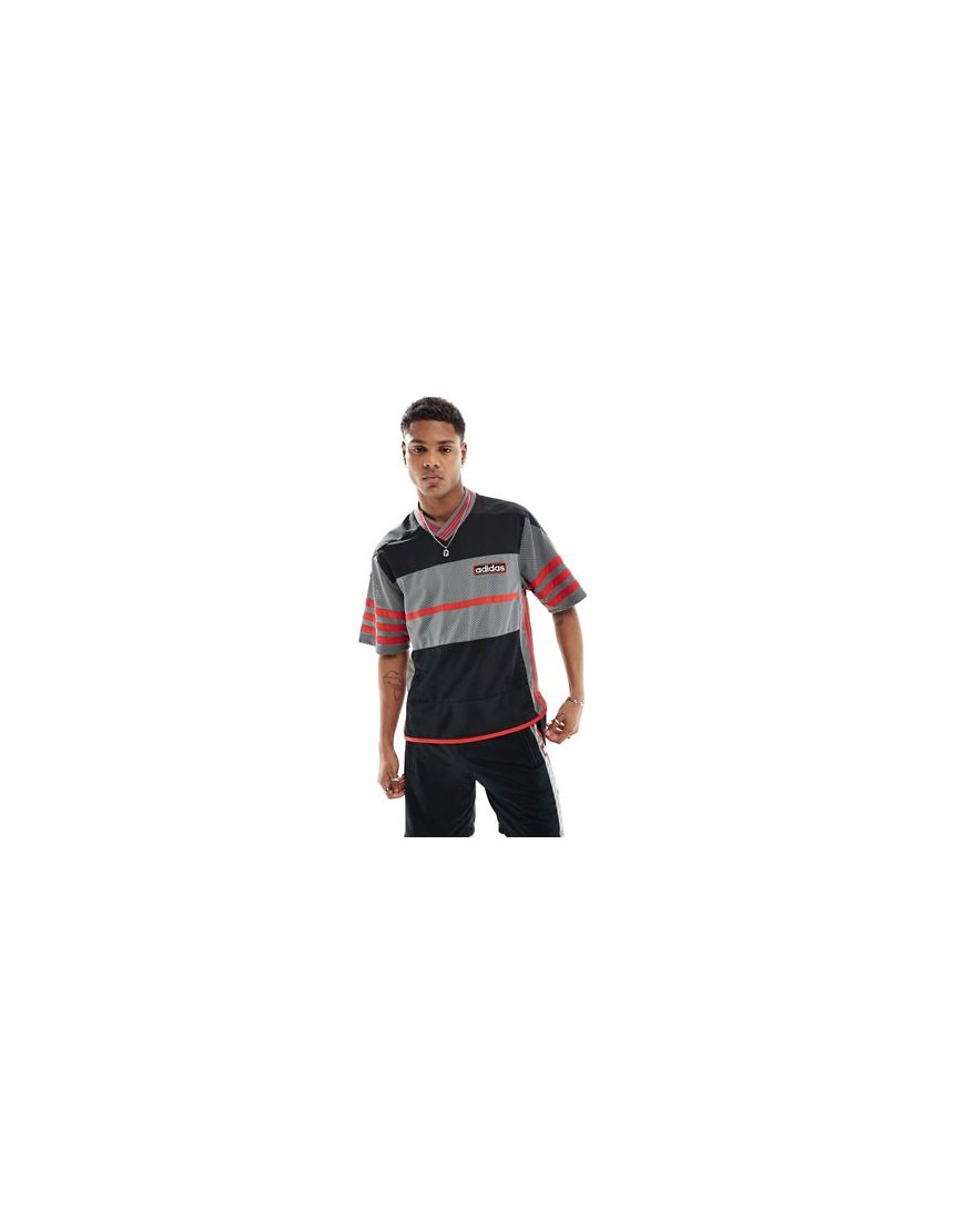 adidas Adicolor Adibreak mesh jersey in black and red