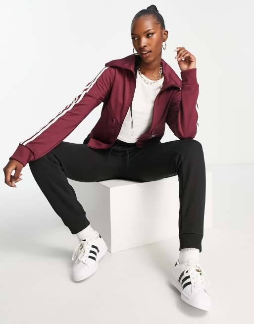 Burgundy adidas track jacket women's sale