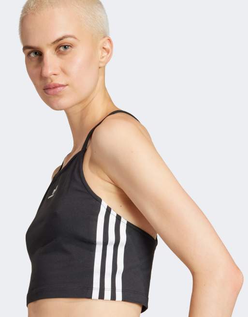 adidas Adicolor Crop top met 3 Stripes en lange mouwen in